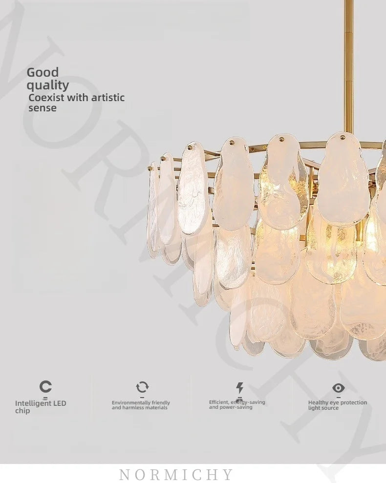 Luxurious Light Luxury Living Room Chandelier French Retro Bedroom Lighting Simple And Creative Cloud Glass Restaurant Lighting