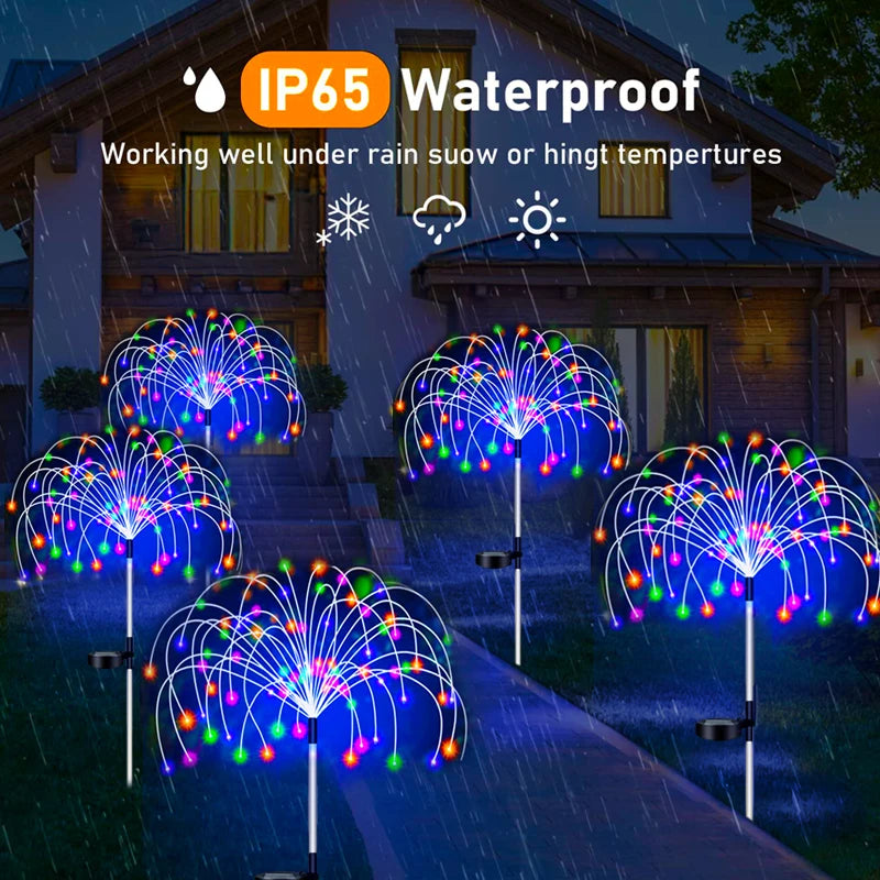 Solar Firework LED Stake Lights Outdoor Garden Decor Pathway Fairy Light Waterproof Yard Lawn Patio Landscape Decor Solar Lamp - GlowMart