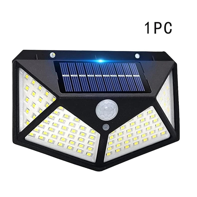 Solar Lights Outdoor 100LED 3 Modes 270° Lighting Angle Motion Sensor Security Lights for Backyard Garden Fence Patio Front Door