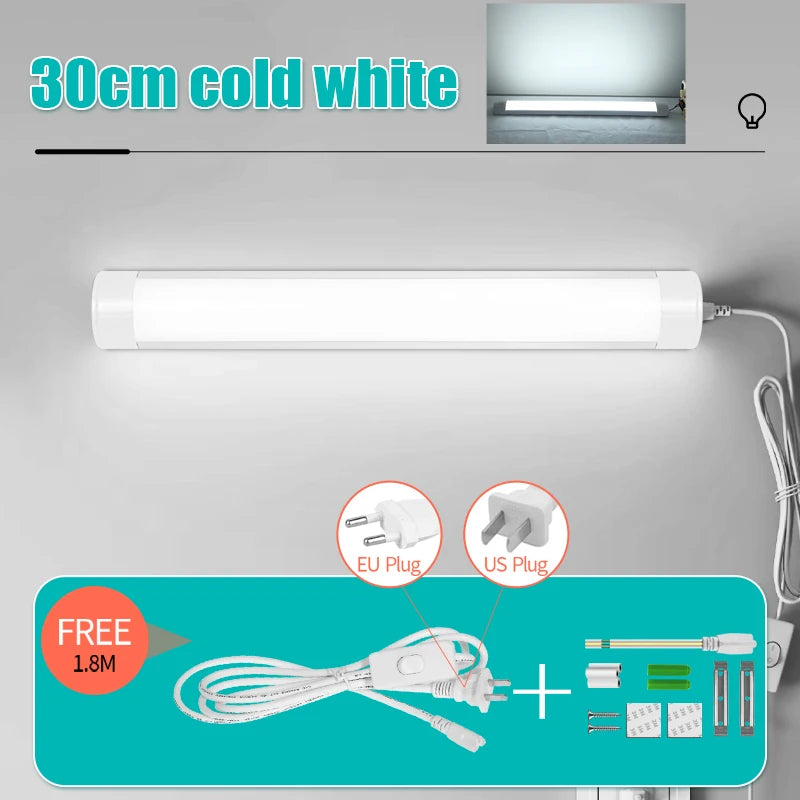 LED Light Tube Direct Plug-in Light Tube 110V 220V LED Lamp Tube Desk Work Study Shop Garage Warehouse Kitchen Cabinet Lighting - GlowMart