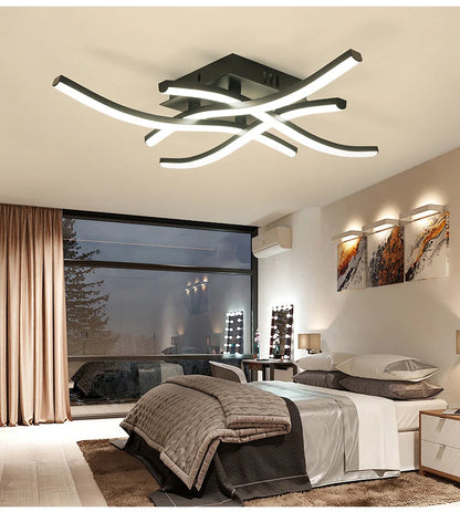 Ceiling Lamp Modern Living Room Lamp For Dining Room Bedroom Balcony LED Ceiling Light 28W Curved Design Panel lights For Home