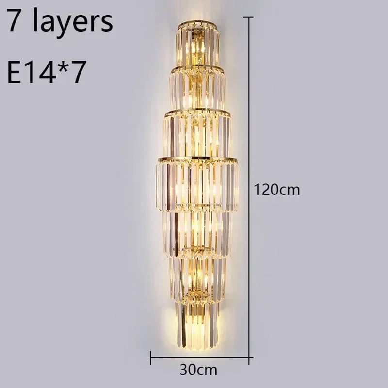 Luxury Hotel Lobby Large Big Crystal Wall Lamp for Club Hall Villa Living Room Office Banquet  Indoor Lighting Fixtures Decor - GlowMart