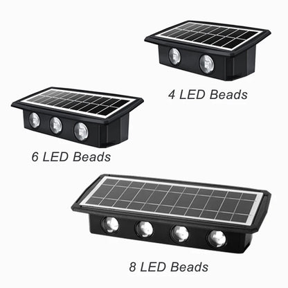 4/6/8LED Solar Wall Spotlight Outdoor Upper And Lower Lighting Solar Powered Waterproof Streetlight for Balcony Courtyard Garden - GlowMart