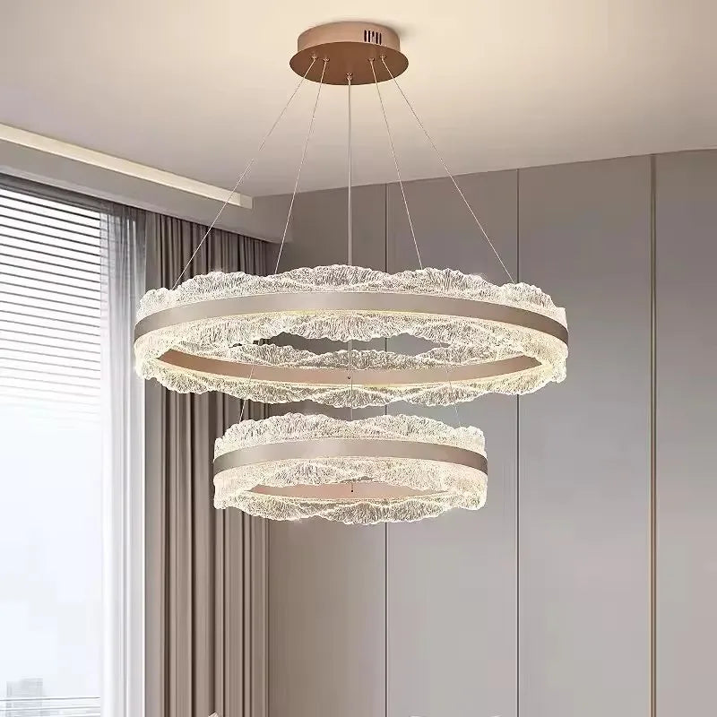 LED Luxury Pendant Light Living Dining Room Bedroom Modern Upscale Acrylic Texture Suspension Lamp Home Decoration - GlowMart