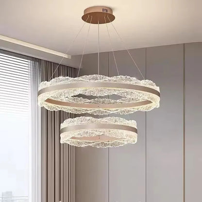 LED Luxury Pendant Light Living Dining Room Bedroom Modern Upscale Acrylic Texture Suspension Lamp Home Decoration - GlowMart