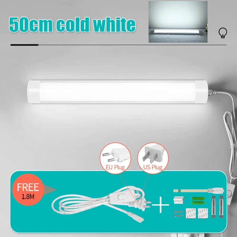 LED Light Tube Direct Plug-in Light Tube 110V 220V LED Lamp Tube Desk Work Study Shop Garage Warehouse Kitchen Cabinet Lighting - GlowMart