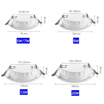 10pcs/Lot LED Downlight 5W 7W 9W 12W 20W 220V Recessed Ceiling Lamp  Round LED Panel Down Lights Spotlight Lighting - GlowMart