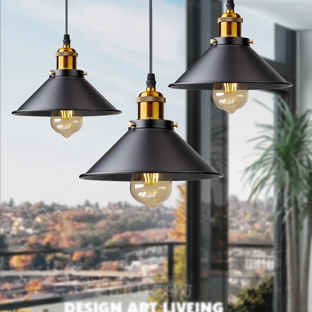Vintage LED Iron Lampshade Retro Chandeliers Russia Pendant Lights for Loft Kitchen Dining Bedroom Home Lighting Hanging Lamp - GlowMart