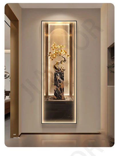 Modern Light Luxury Entrance Decoration Painting Wealth Wall Lamps Tree Corridor Hanging Painting High-end Wall Painting Light - GlowMart