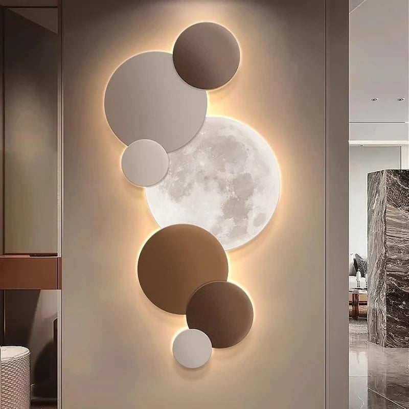 Modern porch decoration painting Wall lamp LED luminous light Corridor corridor hanging painting High grade wall painting Moon - GlowMart