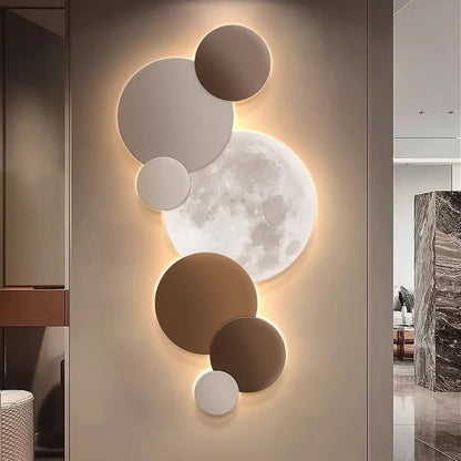 Modern porch decoration painting Wall lamp LED luminous light Corridor corridor hanging painting High grade wall painting Moon - GlowMart