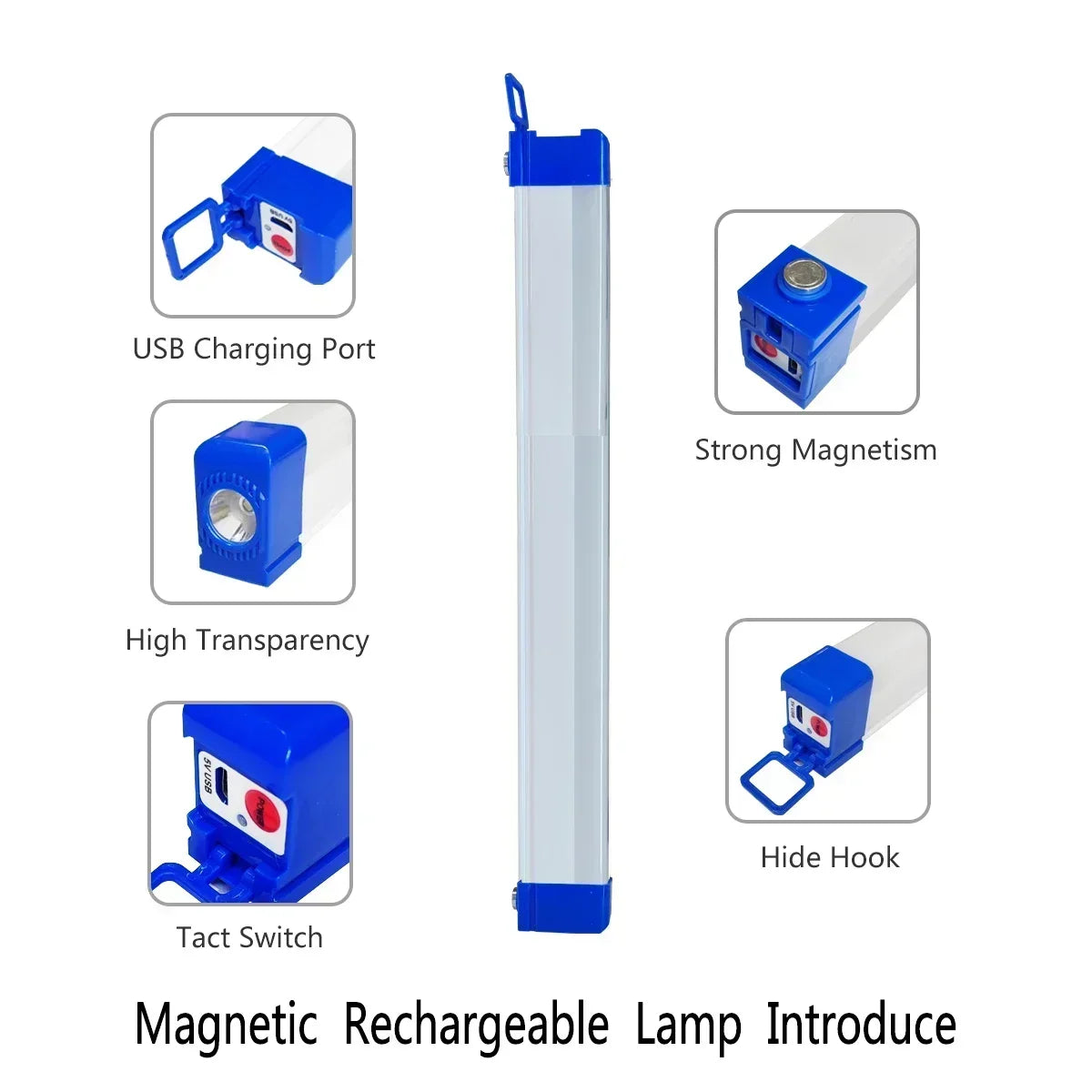 LED Rechargeable Lamp Tube USB 5V Emergency Light Camping Magnetic Portable Lightinging Night Market Outdoor Vehicle Hard Strip - GlowMart