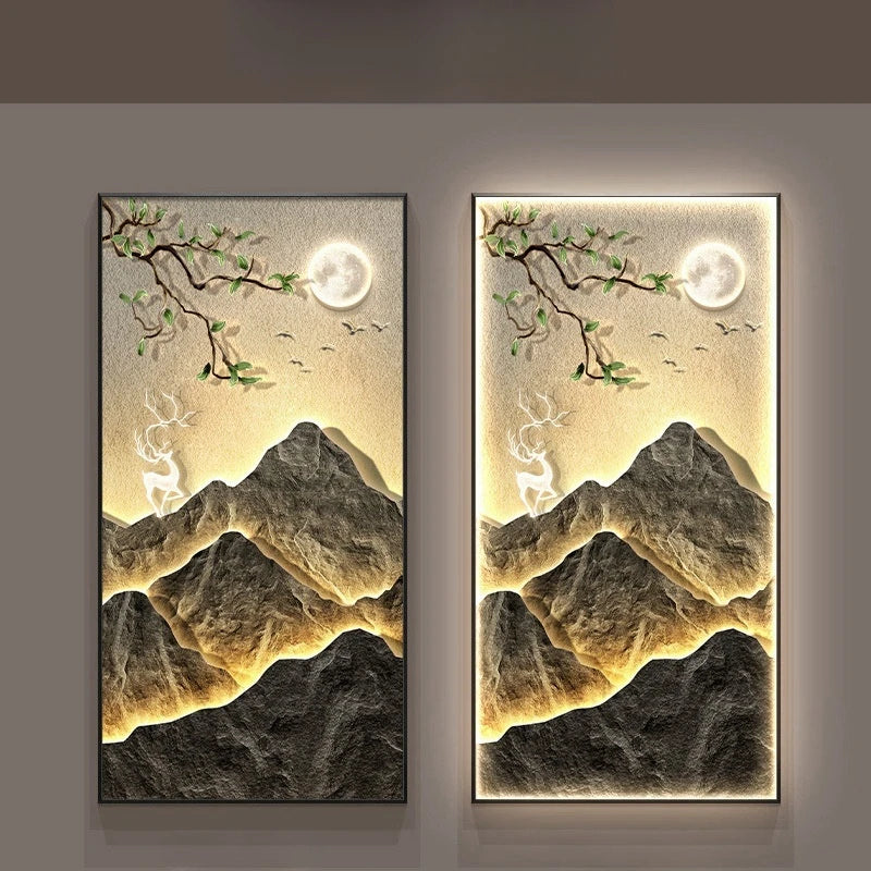 Modern Mountain  Interior Painting Led Wall Hanging Lamp For Living Room Lights Kitchen Porch Aisle Dining Room Home Decoration - GlowMart