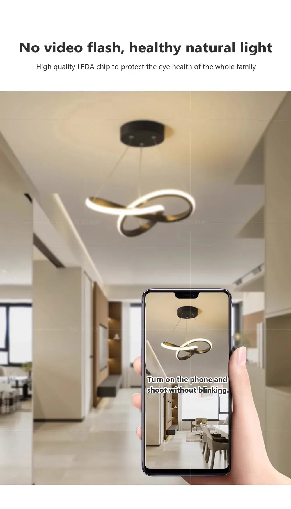DARHYN Modern LED Pendant Light Creative Hanging Light Irregular Streamlined Design Suitable For Indoor Lighting In Restaurants - GlowMart