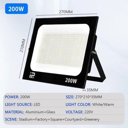 LED Floodlight Outdoor IP66 Waterproof Path Light Spotlight 10W 20W 30W 50W 100W 200W Outdoor Garden Porch Courtyard Lamp AC220V - GlowMart