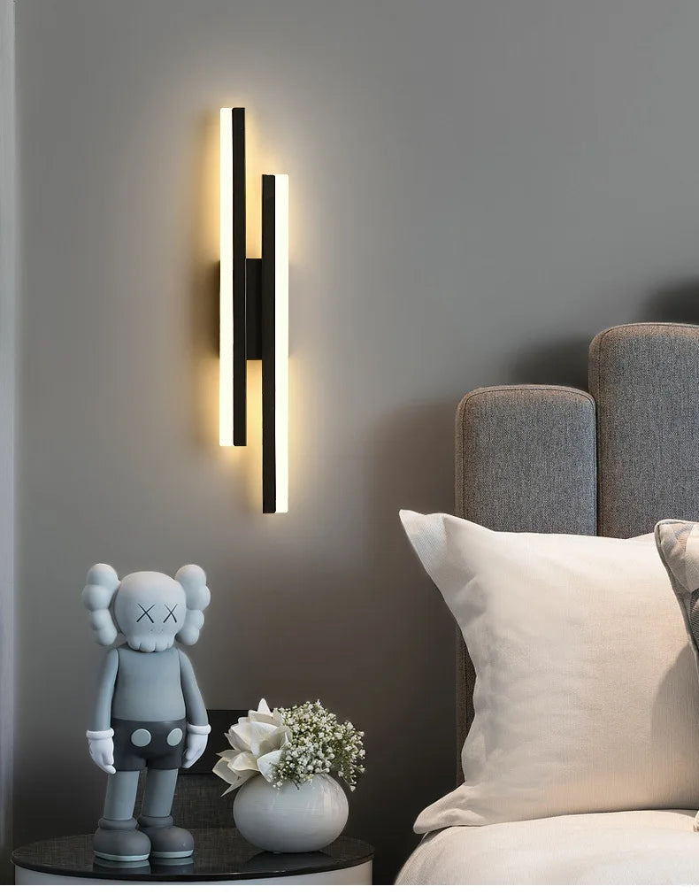 LED Bedroom Wall Lamp Wall Sconces Copper Line Pipe Acrylic Lampshade Indoor Lighting for Living Room Corridor Light Fixture - GlowMart