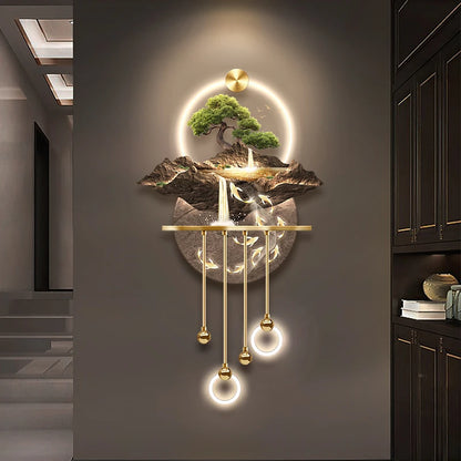 Entrance Decoration Pendant Lamps Luxury Abstract Plant Corridor Hanging Painting TV Background Wall Painting With  Light Lustre - GlowMart