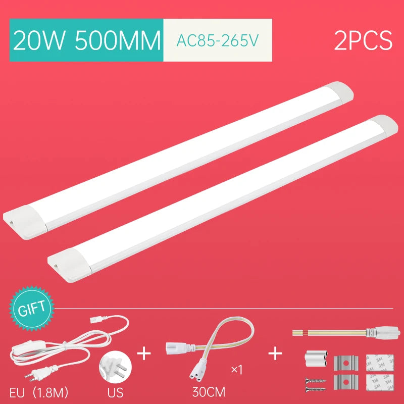 LED Tube Fixture Lamp Lighting Strip Home Highlight 220V LED Lights Bedroom Kitchen Cabinet Led Bulb Tube With Cable Light Tube - GlowMart