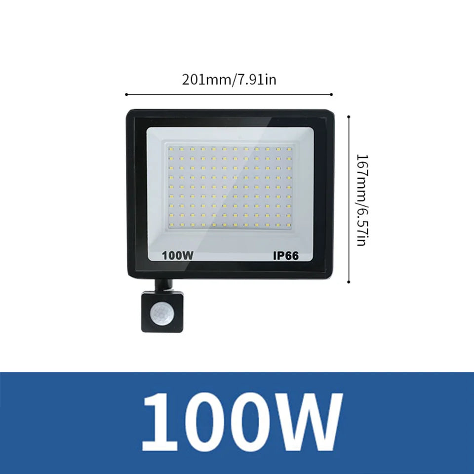 LED Flood Light PIR Motion Sensor 10W 20W 30W 50W 100W 150W 200W 300W AC220V IP66 Waterproof Spotlight Street Floodlight Outdoor - GlowMart