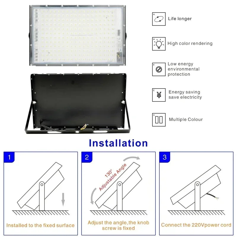 Led Flood Light 50W 100W 150W 200W 110V 220V Outdoor Floodlights IP65 Waterproof Wall Lamp Reflector Led Street Light - GlowMart
