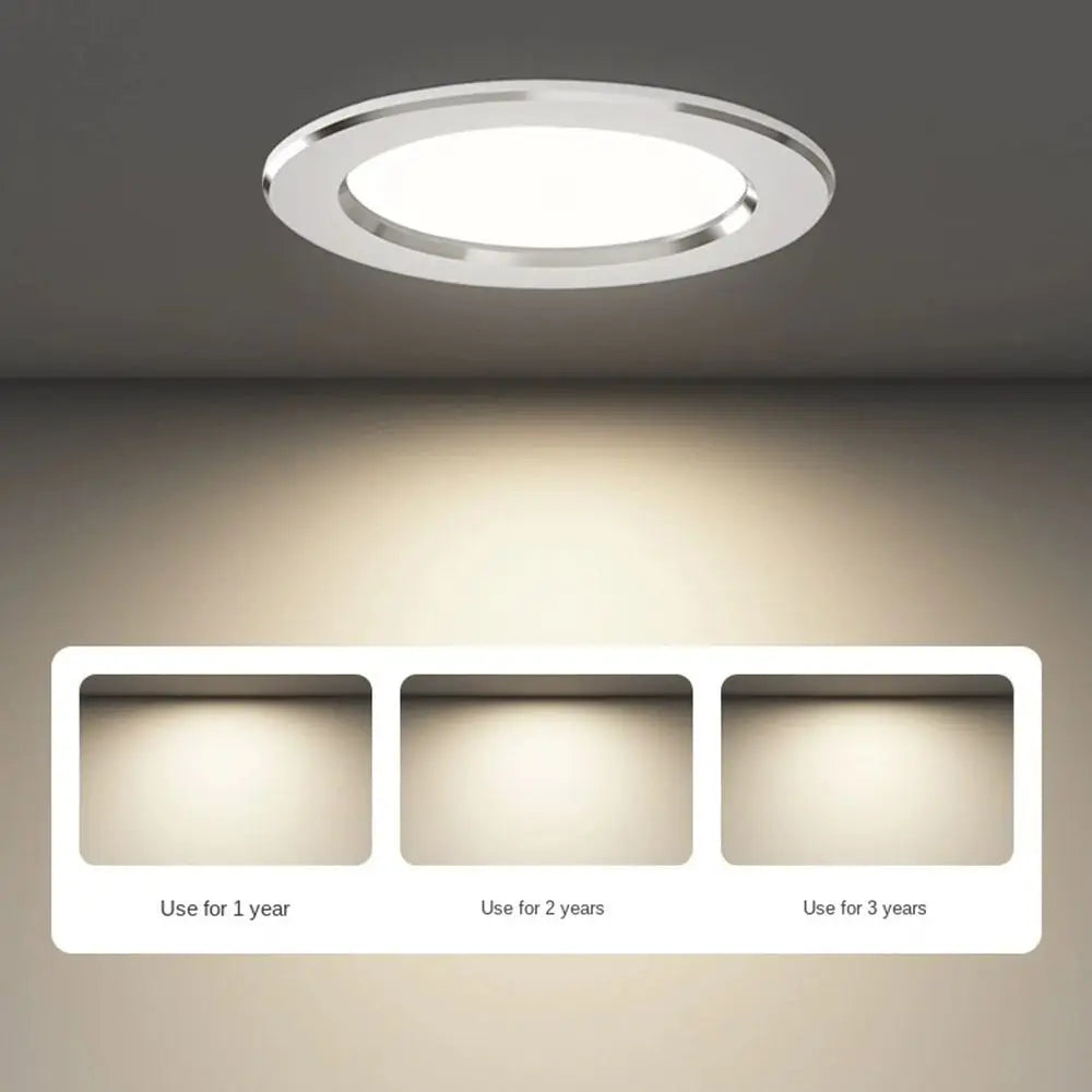 Durable Recessed LED Downlight Spot Light Energy Saving Down Lights Anti Glare Tricolor Dimmable Ceiling Spot Lights Living room - GlowMart