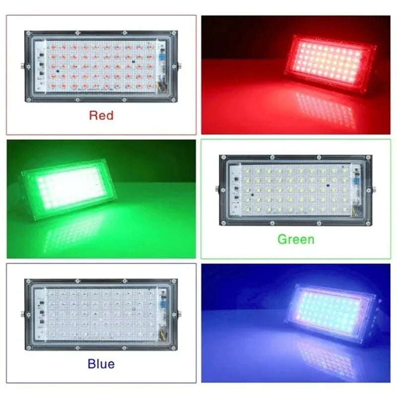 50W LED Flood Light IP65 Waterproof Reflector Led Spotlight AC 220V Outdoor Floodlight Red Green Blue Garden Lighting - GlowMart