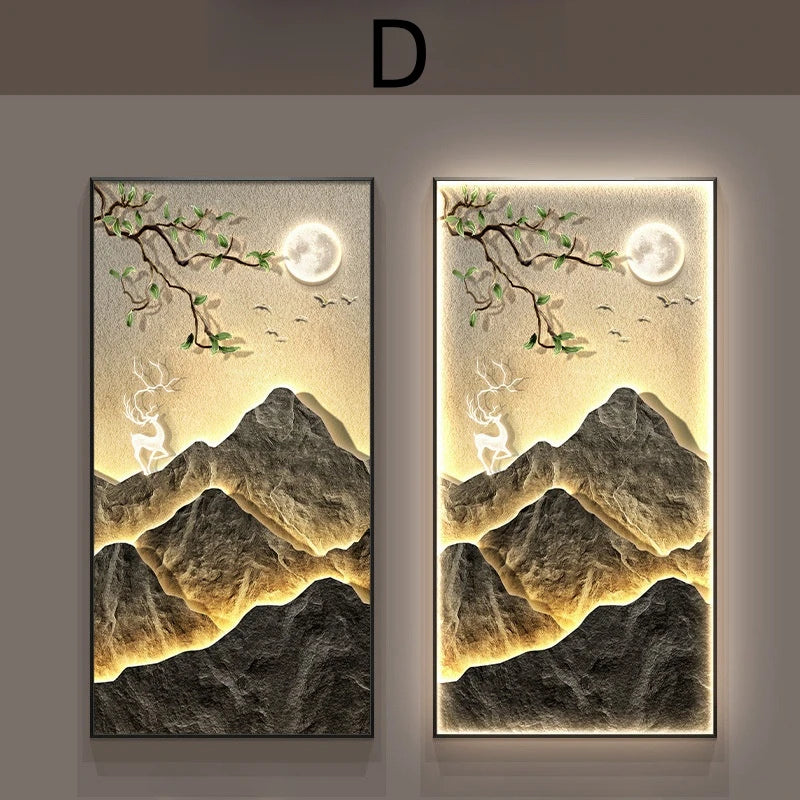 Modern Mountain  Interior Painting Led Wall Hanging Lamp For Living Room Lights Kitchen Porch Aisle Dining Room Home Decoration - GlowMart