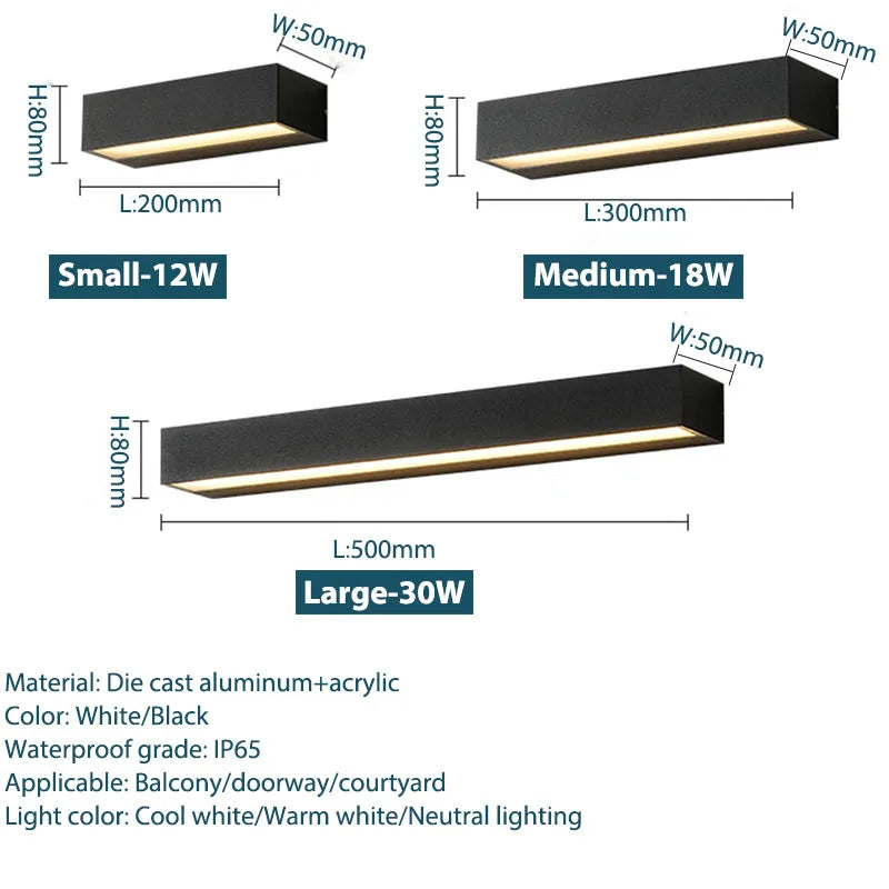 LED Outdoor Porch Wall Sconces Aluminum Exterior Wall Light Fixtures IP65 Waterproof Lamp for House Patio Doorway Garage Decorat - GlowMart
