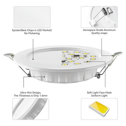 LED Downlight Recessed Ceiling Lamp 7W 9W 12W 20W AC220V Cold White LED Spotlight for Living Room Corridor Bathroom Kitchen - GlowMart