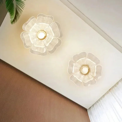 Simple Luxurious LED Ceiling Light Flower Design Acrylic Lamp Study Bedroom Entrance Hallway Light Interior Gold Luxury Lighting