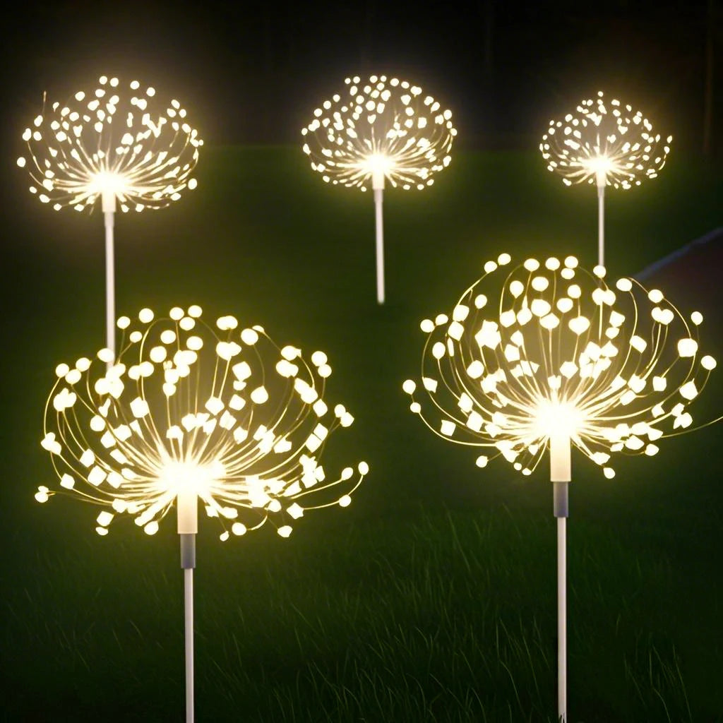Outdoor LED Solar Pathway Lights Waterproof Garden Decor Fireworks Dandelion Lawn Lamp For Patio Balcony Walkway Yard - GlowMart