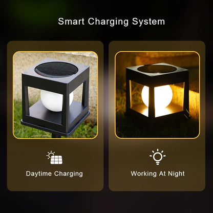 2LED Outdoor Solar Lawn Light, Waterproof Column Head Lights, Capital Lamp, for Courtyards, Lawns, Walkways, Garden, Camping Dec