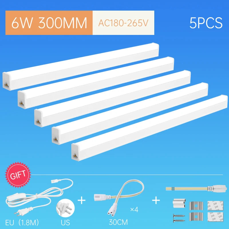LED Tube Fixture Lamp Lighting Strip Home Highlight 220V LED Lights Bedroom Kitchen Cabinet Led Bulb Tube With Cable Light Tube - GlowMart
