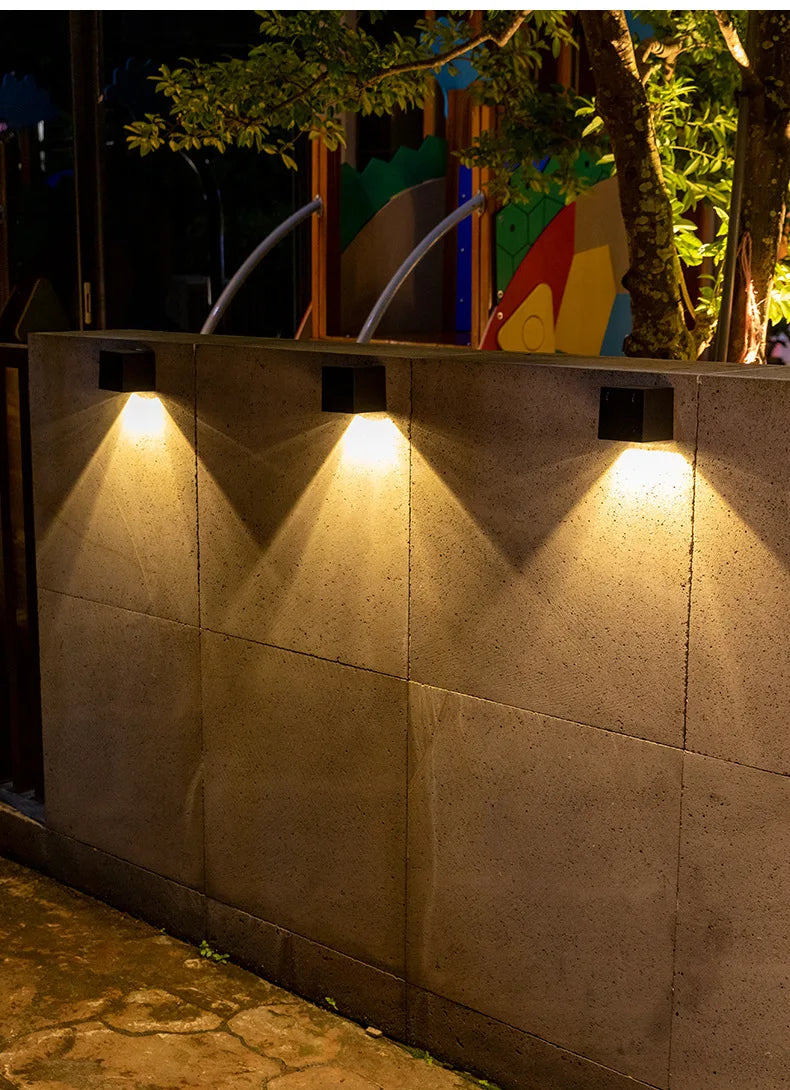 LED Solar Light Outdoor Garden Square Wall Lamp Outdoor Courtyard Garden Fence Lighting Wall Decoration Lamp - GlowMart