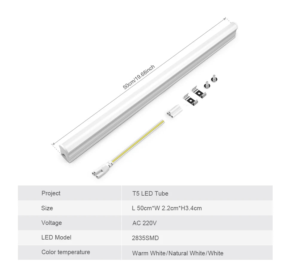 T5 Led Tube Light 220V 110V 230V 50cm Wall Lamp Bulb Light Lampada 15W Tobe lampa  For Home Indoor Basement Kitchen Lighting - GlowMart