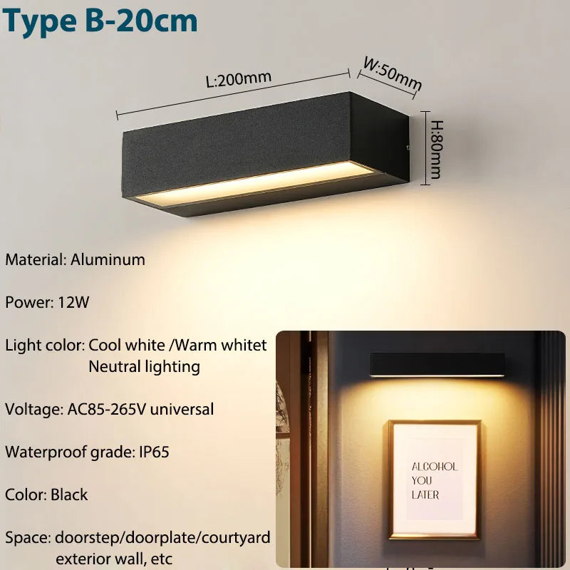 LED Outdoor Porch Wall Sconces Aluminum Exterior Wall Light Fixtures IP65 Waterproof Lamp for House Patio Doorway Garage Decorat - GlowMart