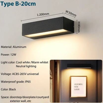 LED Outdoor Porch Wall Sconces Aluminum Exterior Wall Light Fixtures IP65 Waterproof Lamp for House Patio Doorway Garage Decorat - GlowMart