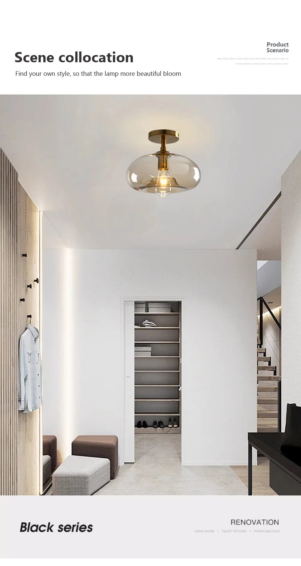 Modern LED Glass Ceiling light Minimalist Cloakroom Balcony Bedroom Dining Room Lighting Hallway Lamp Indoor lighting