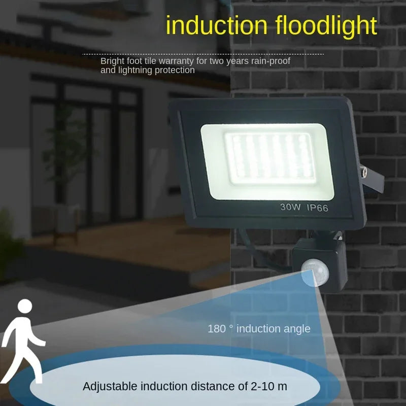 LED Floodlights 100W 50W 30W 20W 10W PIR Motion Sensor IP66 Waterproof LED 220V Hanging Exterior Outdoor Wall Lamp Spotlight - GlowMart