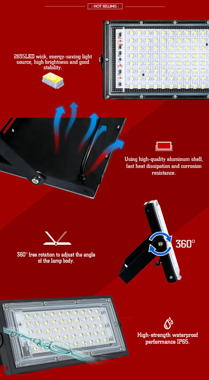 LED Flood Light 50W 100W Outdoor Lighting AC 110V 220V Floodlight IP65 Reflector Projecteur Led Exterieur Focus Spotlight - GlowMart
