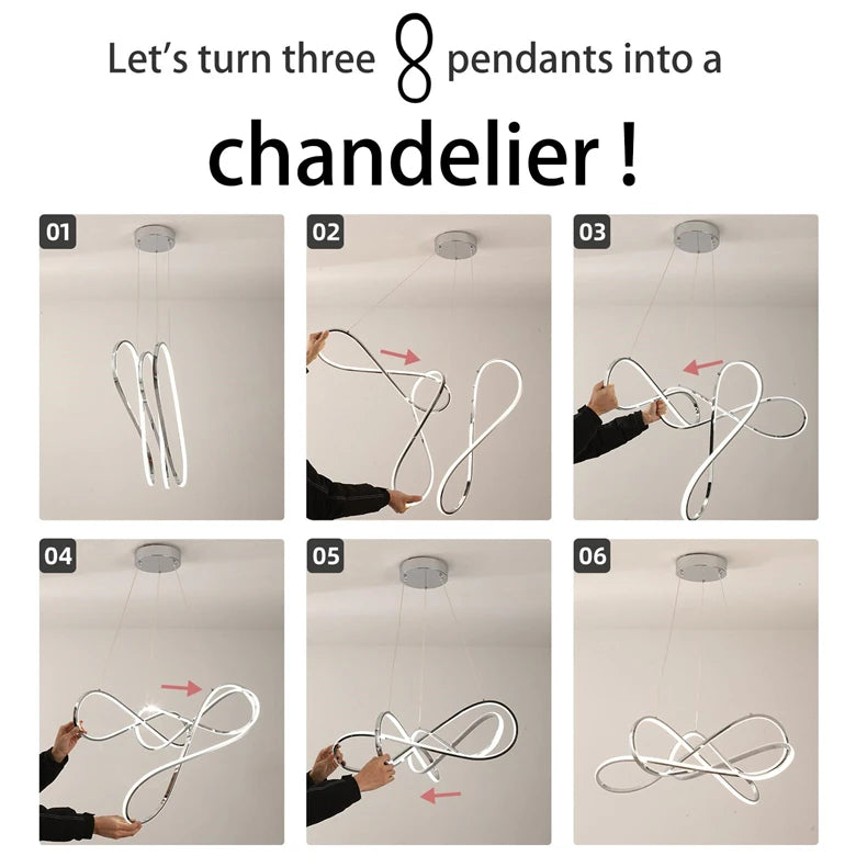Modern LED Pendant Light DIY Chandelier Lights For Dining Room Living Room Bar Kitchen Room Ceiling Hanging Lamp Home Decor Lamp - GlowMart
