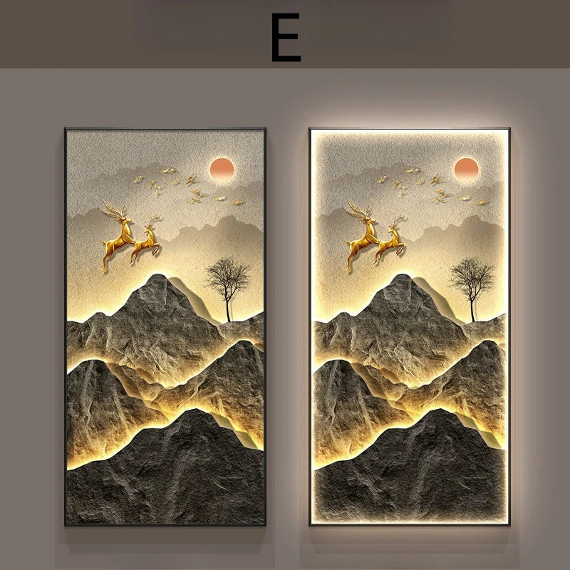 Modern Mountain  Interior Painting Led Wall Hanging Lamp For Living Room Lights Kitchen Porch Aisle Dining Room Home Decoration - GlowMart