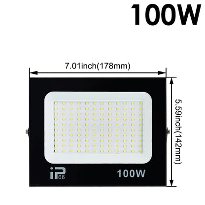 LED Flood Light Spotlight 100W 150W 200W IP66 Waterproof Outdoor Lighting 6500K Garage Gym Street Gate Wall Floodlights AC220V - GlowMart