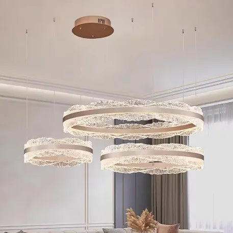 LED Luxury Pendant Light Living Dining Room Bedroom Modern Upscale Acrylic Texture Suspension Lamp Home Decoration - GlowMart