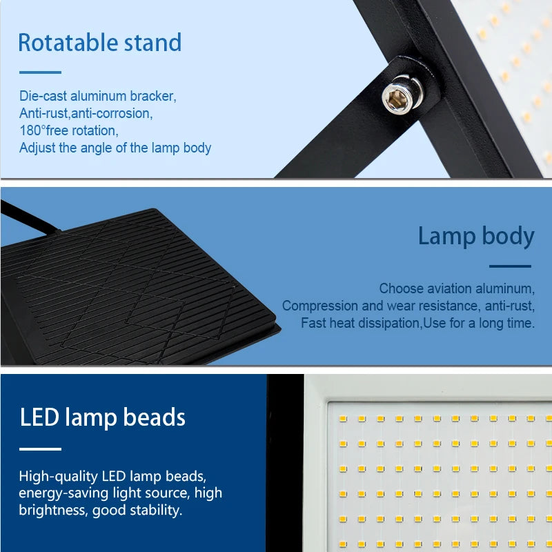 LED Flood Light 220V 10W 20W 30W 50W 100W 150W 200W IP67 Waterproof Floodlights Outdoor Garage Street Garden Yard Wall Lighting - GlowMart