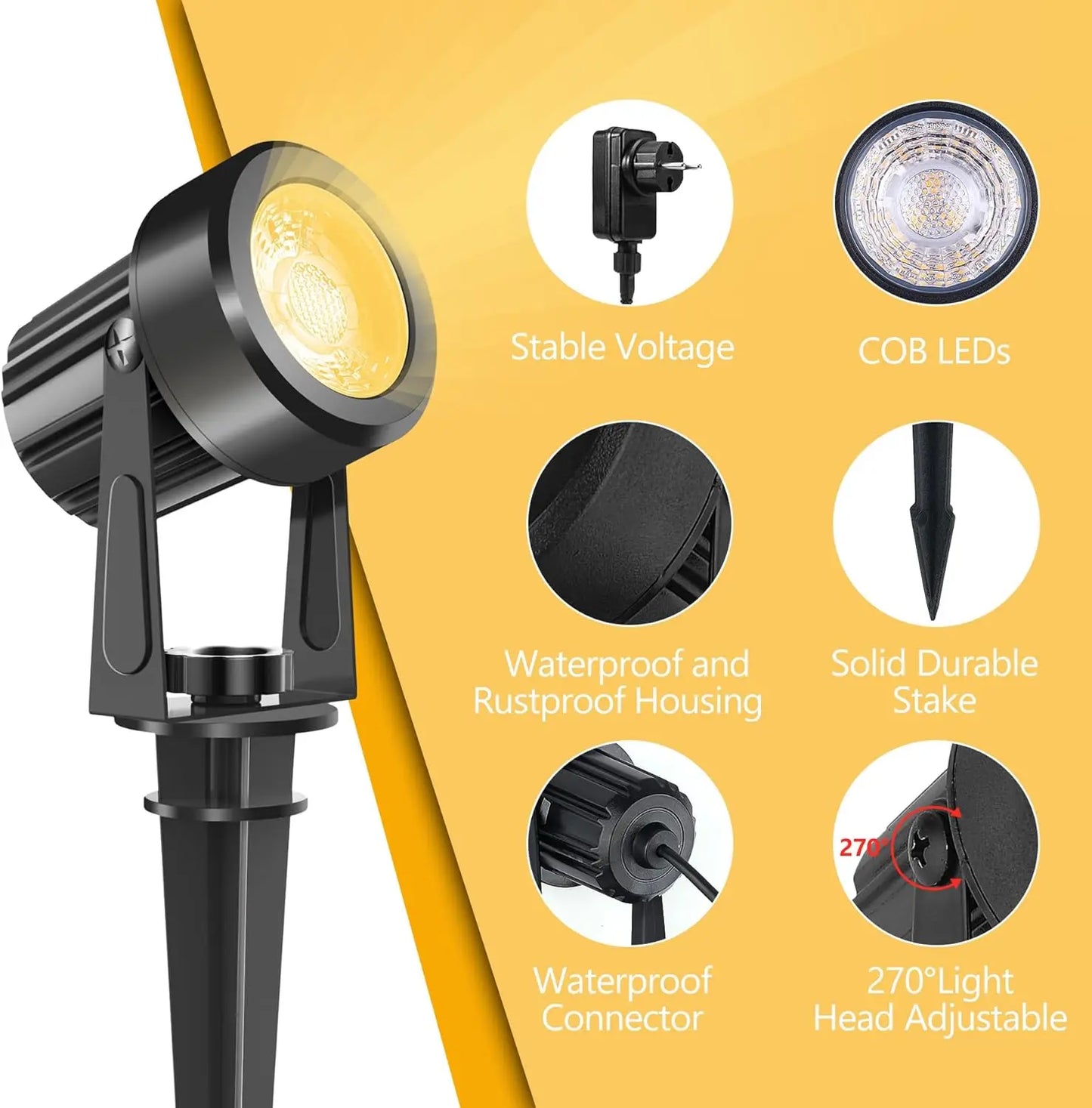 4/6/8LEDS 3000K Outdoor Spotlight Landscape IP65 Low Voltage Garden Lighting for Tree 220V Pathway Yard Lawn Ground Spotlight