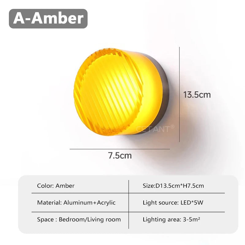 Modern LED Wall Lamp Living Room Amber Jelly Decor Wall Sconces  Corridor Study Dining Room  Home Decoration Smokey Grey Fixture - GlowMart