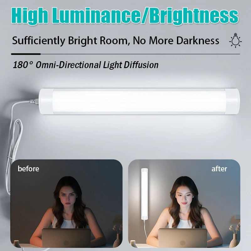 LED Light Tube Direct Plug-in Light Tube 110V 220V LED Lamp Tube Desk Work Study Shop Garage Warehouse Kitchen Cabinet Lighting - GlowMart