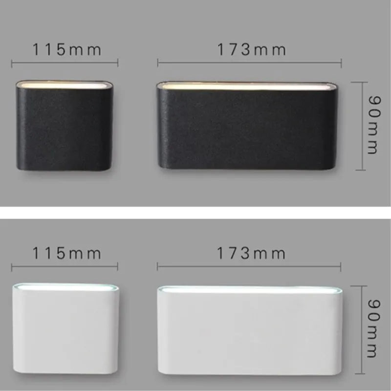 Modern Waterproof outdoor 12W LED wall lamp IP65 Aluminum UP and Down Wall Light Garden porch Sconce Decoration Light 110V 220V - GlowMart