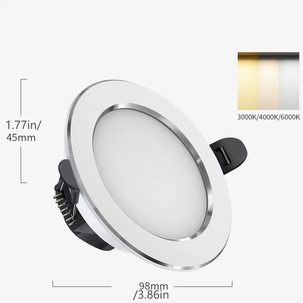 Durable Recessed LED Downlight Spot Light Energy Saving Down Lights Anti Glare Tricolor Dimmable Ceiling Spot Lights Living room - GlowMart